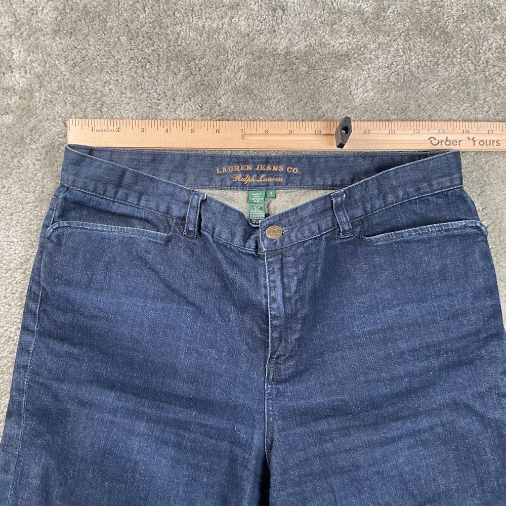 Lauren Ralph Lauren Jeans Womens 10 Blue Excellent Flare High Rise Dark Wash - Picture 4 of 7